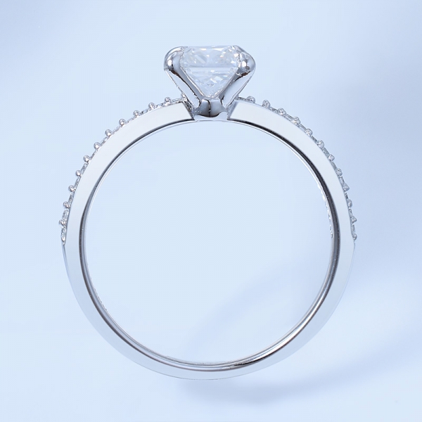 925 prata esterlina pavimentar anel de noivado com forma quadrada cz branco 