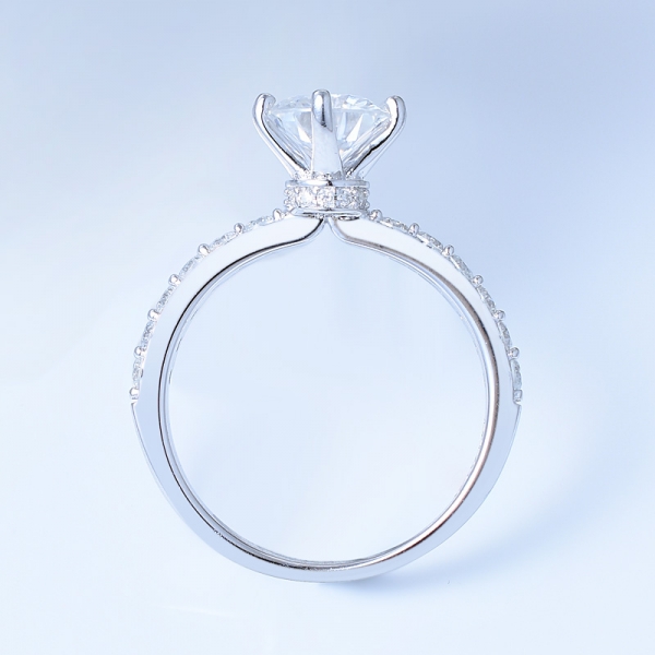 925 prata esterlina pavimentar anel de noivado com forma redonda cz branco 