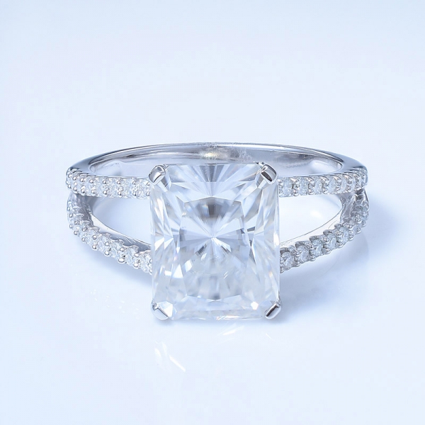 925 anel de noivado solitaire prata esterlina com haste dividida 