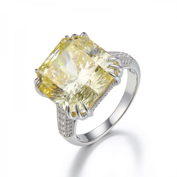 925 sterling silver asscher forma fogo de artifício diamante cor anel de jóias 