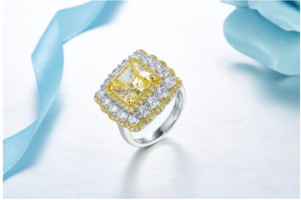 3.5ct princesa forma de fogo de artifício diamante de corte cor whosale anel de jóias de prata 