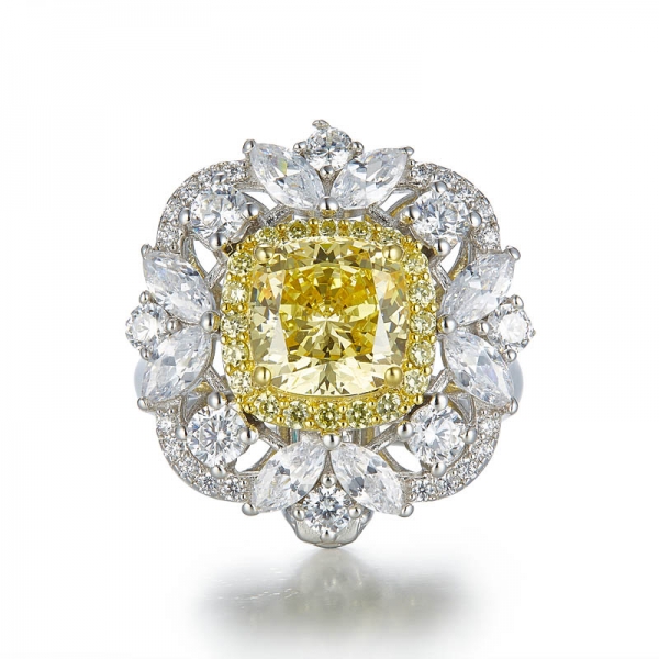 Forma de almofada de 2carat fogo de artifício corte diamante cor jóias anéis de diamante 