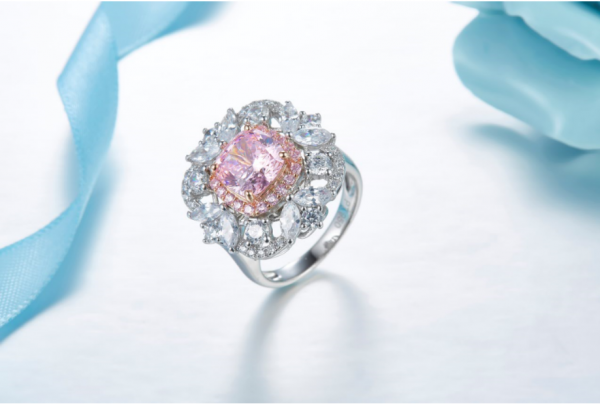 Forma de almofada de 2carat fogo de artifício corte diamante cor jóias anéis de diamante 