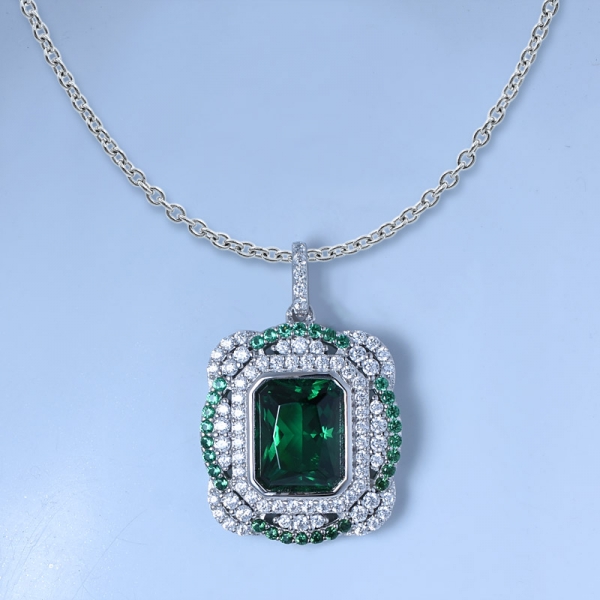 Pingente de prata esterlina 925 clássica com nano verde claro / rosa diamante cz 