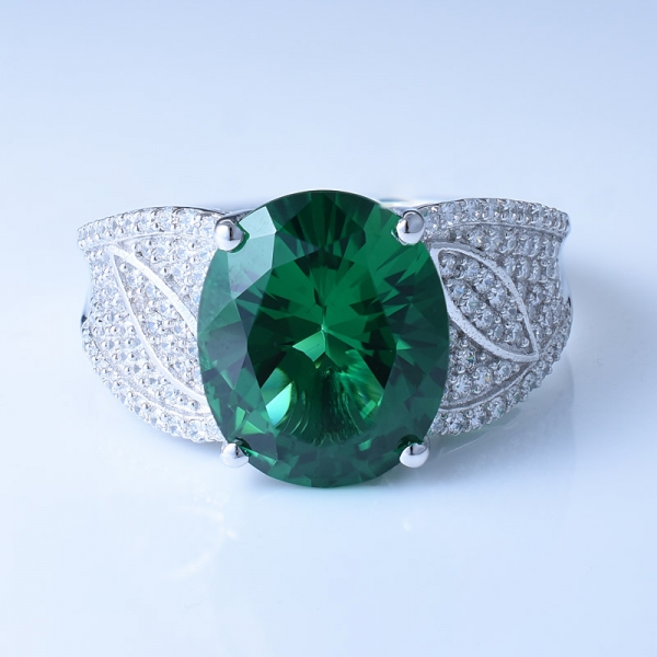 925 anel de prata esterlina com nano verde luxuoso para as mulheres 