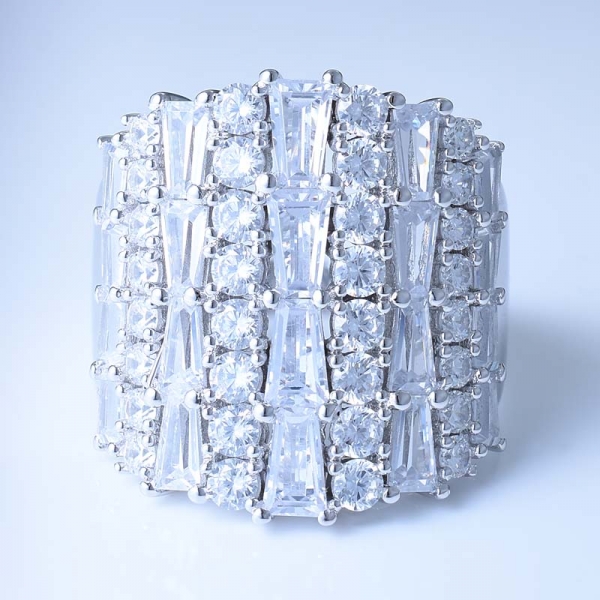 925 anel de moda prata esterlina com cz branco 