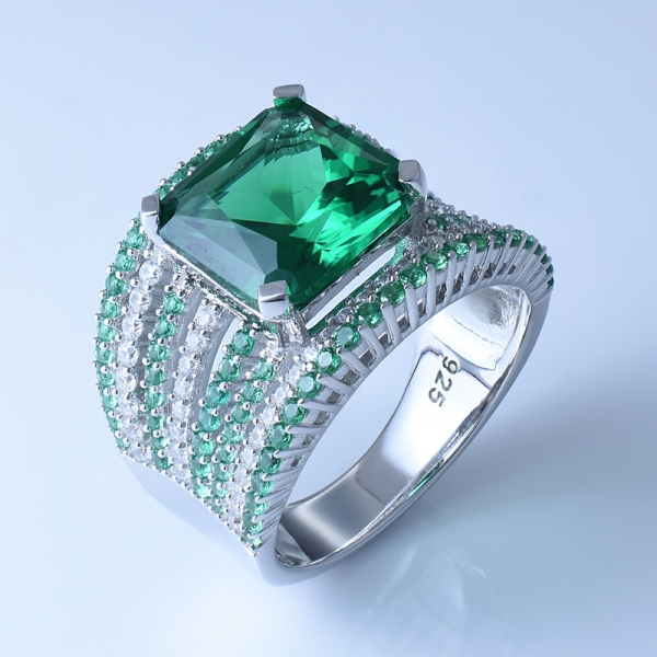 925 mulheres de prata esterlina anel com nano verde 