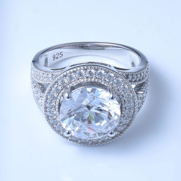 Ajuste elegante do anel da prata 925 esterlina com cz branco 