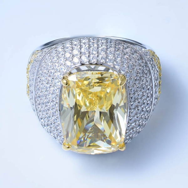 925 anel brilhante de prata esterlina com diamante amarelo cz 