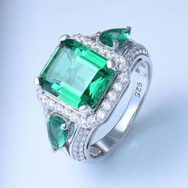 925 anel de prata esterlina lindo com nano verde 