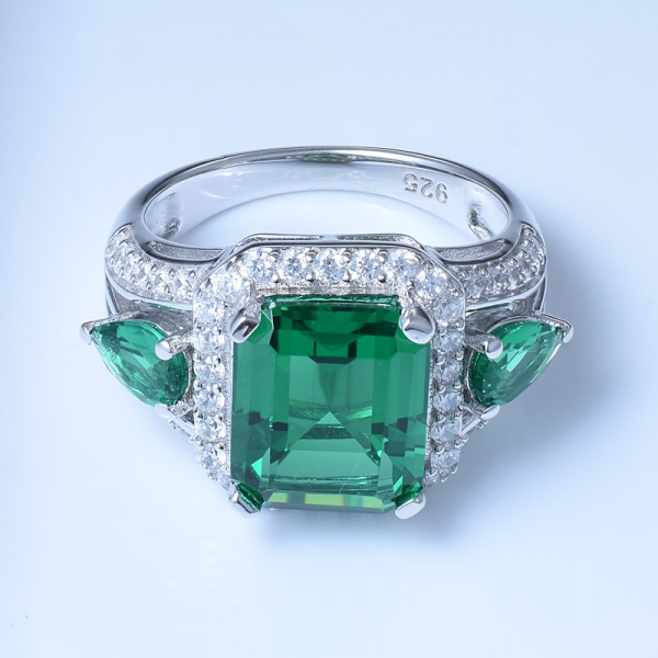 925 anel de prata esterlina lindo com nano verde 