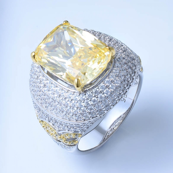 925 anel brilhante de prata esterlina com diamante amarelo cz 