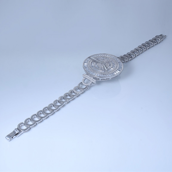 zircônia cúbica branca ródio sobre prata esterlina diamante assistir pulseira pulseira 
