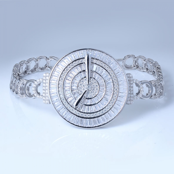 zircônia cúbica branca ródio sobre prata esterlina diamante assistir pulseira pulseira 
