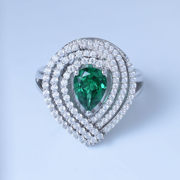 ródio verde esmeralda sobre conjunto de anel de prata esterlina conjunto de jóias 