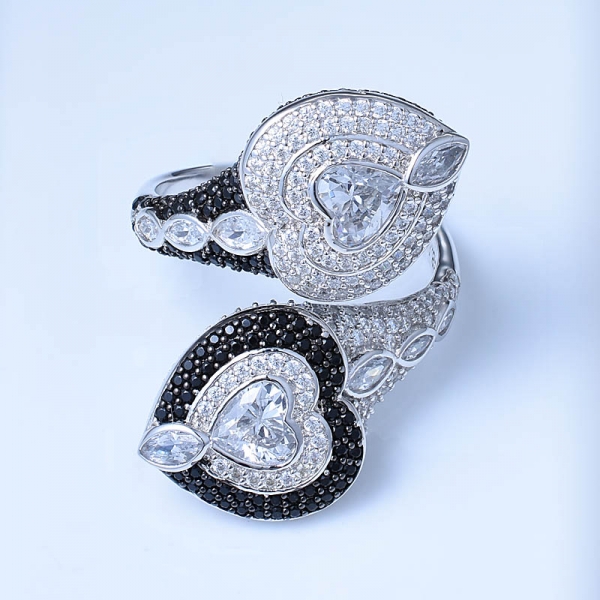 zircônia cúbica preta ródio sobre prata esterlina anéis de casamento baratos 