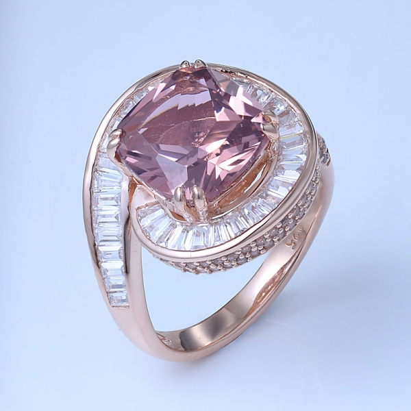 simulador de morganita ouro rosa 18k sobre anéis de redemoinho de prata esterlina 