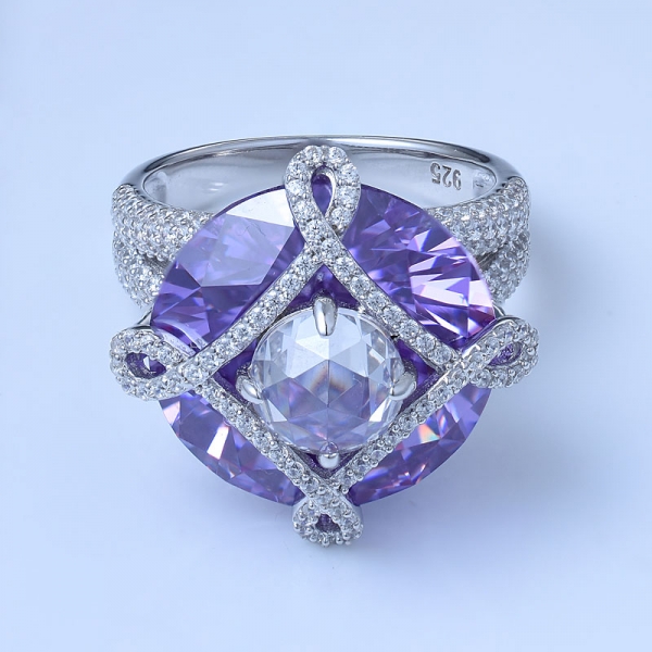 fantasia artesanal kunzite 925 jóias de prata esterlina cz anéis de diamante 