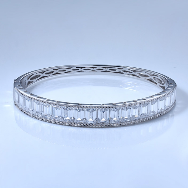 baguetes corte síntese safira prata esterlina arco-íris legal pulseira pulseiras 