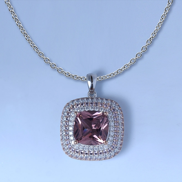 almofada morganita ouro rosa sobre prata esterlina pingente de noiva conjunto de jóias 
