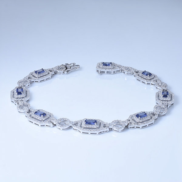 criado princesa azul tanzanite 925 pulseira de prata esterlina para mulheres artesanais exclusivamente 