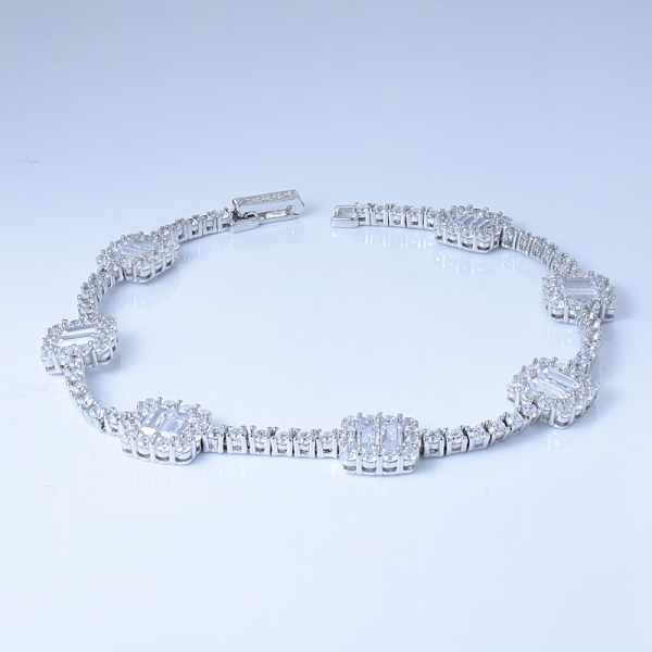 Prata esterlina pulseira de cristal de cadeia longa elegante borboleta diamante pulseira de zircônia cúbica 