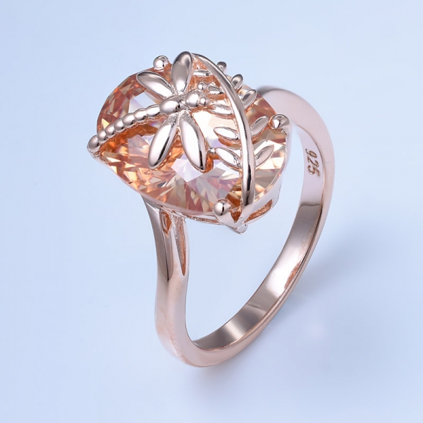 oval oval amarelo simulado diamante zircônia cúbica anel de libélula promessa de noiva para mulheres 