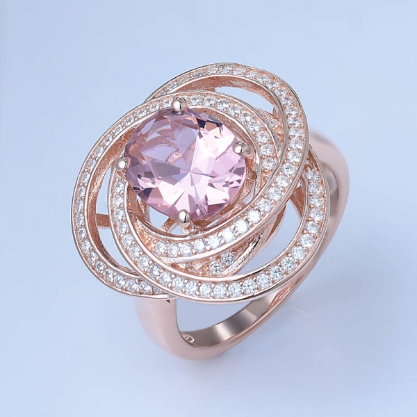 3.0ct oval rosa morganita simular ouro rosa sobre anéis de noivado de zircônia cúbica atacado 
