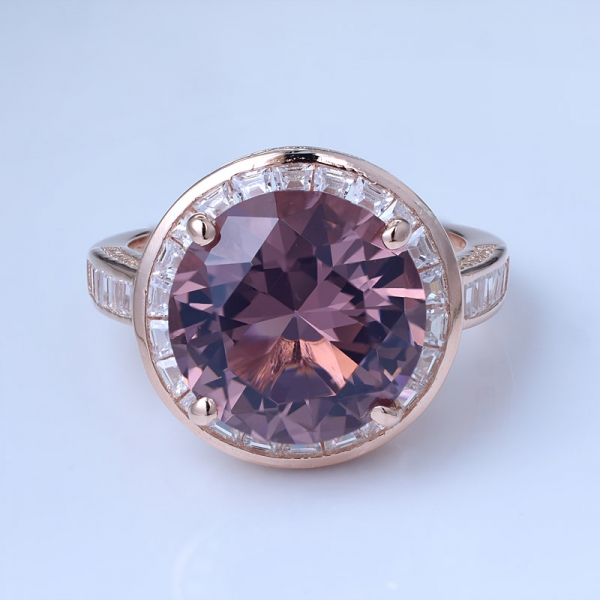 laboratório criou luz diamante ródio rosa sobre 925 anéis de casamento de prata esterlina 