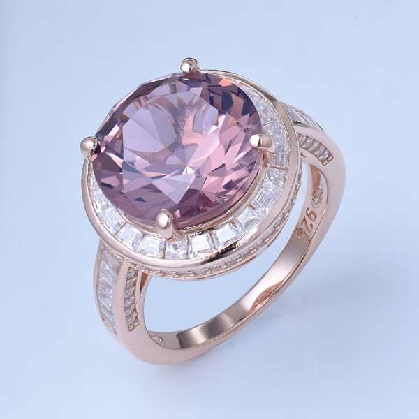 laboratório criou luz diamante ródio rosa sobre 925 anéis de casamento de prata esterlina 