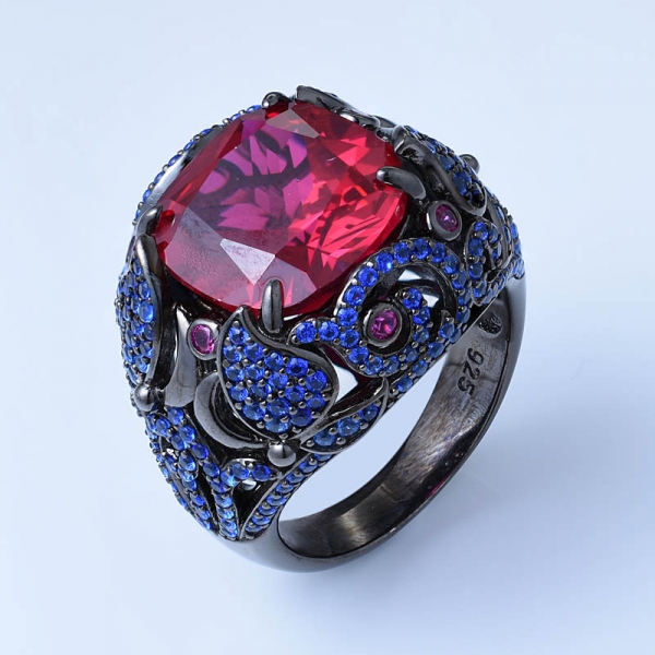 Almofada de corte simular morganita rosa 18k ouro rosa sobre 925 anéis de jóias de prata esterlina das mulheres 
