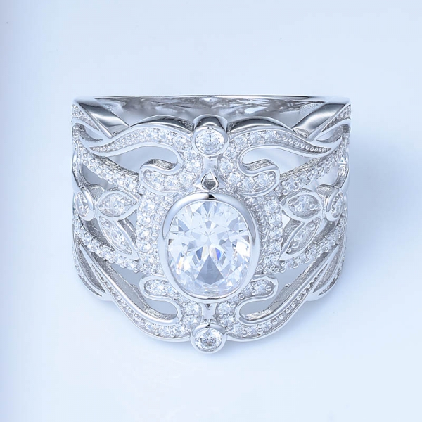 China design de moda personalizado prata esterlina anéis de noivado ampla declaração para meninas 