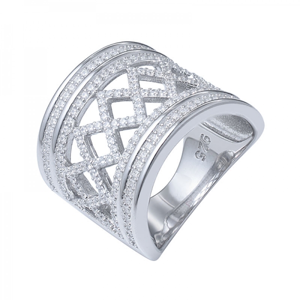 Anel de diamante sotaque cúpula - polonês fino pavimentar completa zircônia cúbica grande oco mulheres anel de declaração de banda de casamento 