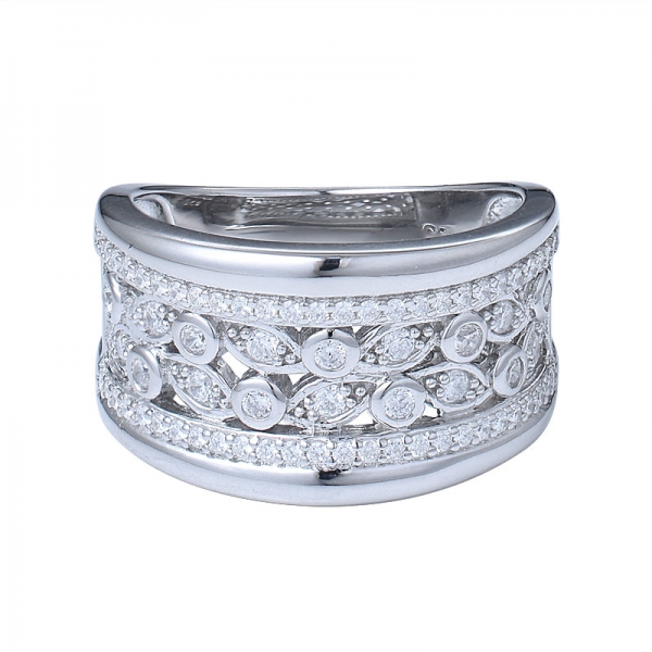 Luxo 925 prata esterlina cluster anéis de zircônia cúbica para as mulheres 