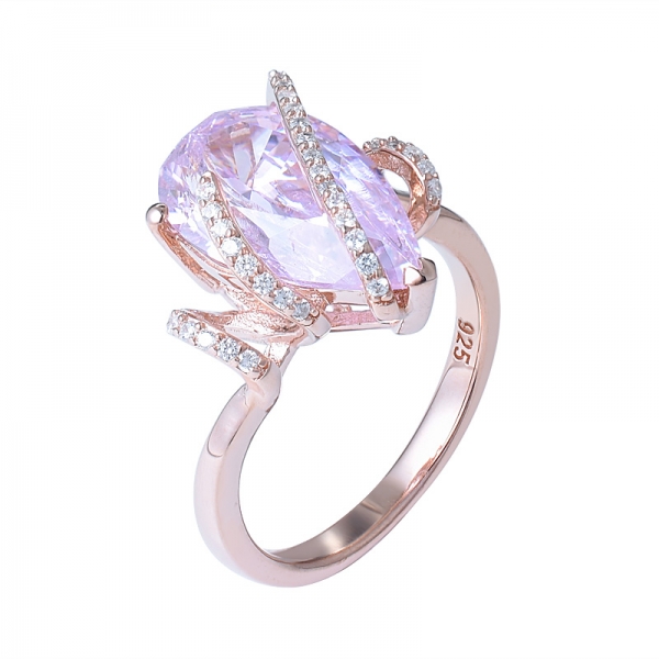 Mulheres jóias personalizadas 5 quilates rosa simulação diamante incrustado forma lágrima anel de casamento mulheres 