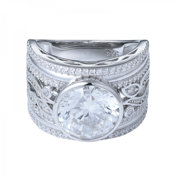 925 jóias de prata cz branco claro 10mm 5 quilates de zircônia cúbica de diamante para anel de noivado 