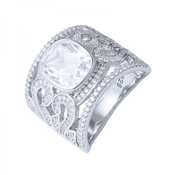 925 strling prata almofada corte pave cz halo configuração anel torcido para as mulheres jóias de noivado 