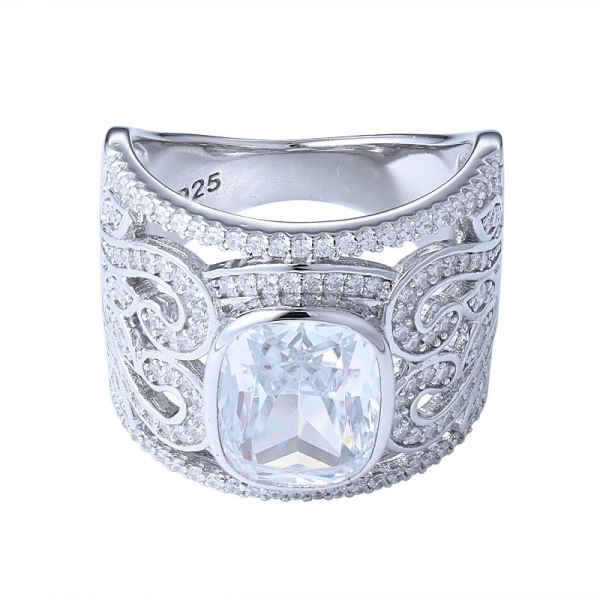 925 strling prata almofada corte pave cz halo configuração anel torcido para as mulheres jóias de noivado 