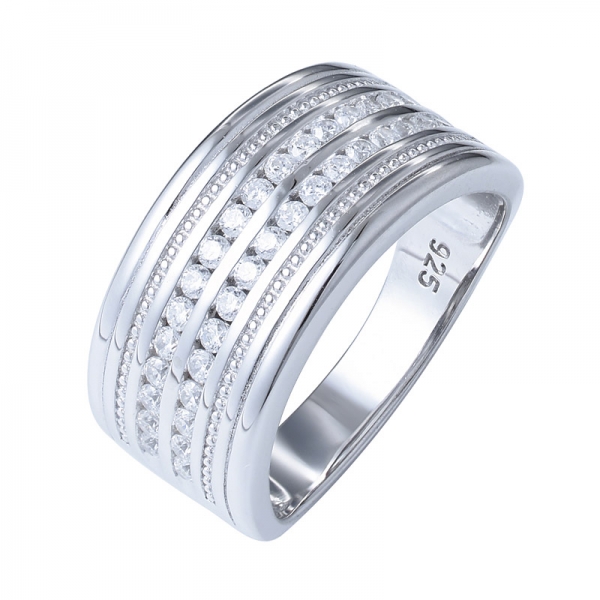Banda empilhável cz eternidade banda sólida 925 anel de prata anel de noivado anel de casamento 