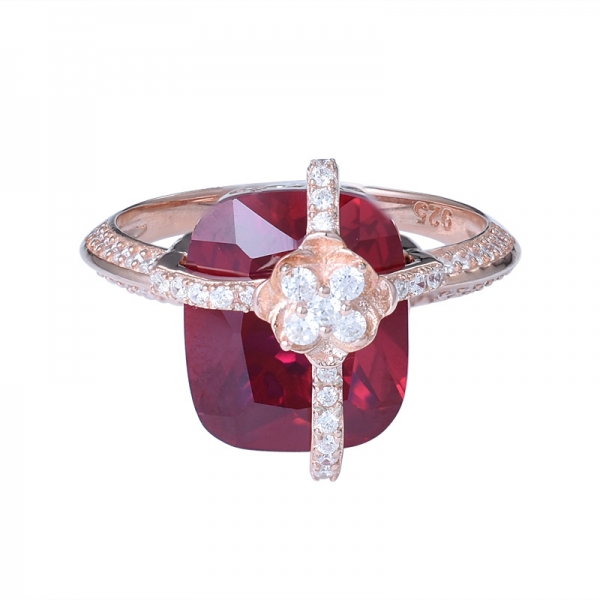 Novo criado rubi anéis de noivado de zircão cúbico para as mulheres rosa cor de ouro anel de casamento 