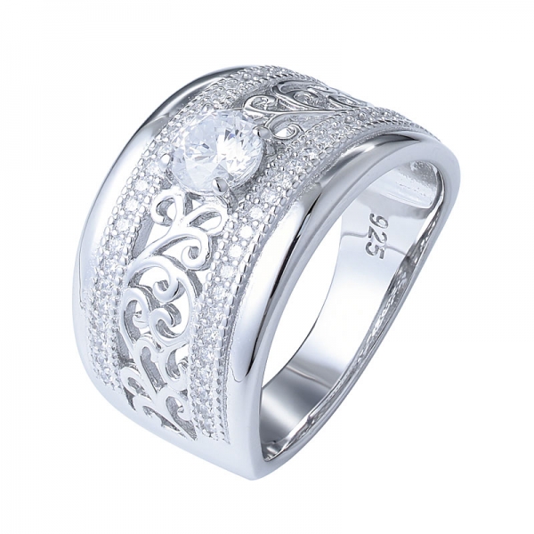 anel de quartzo de prata esterlina "diamante" 