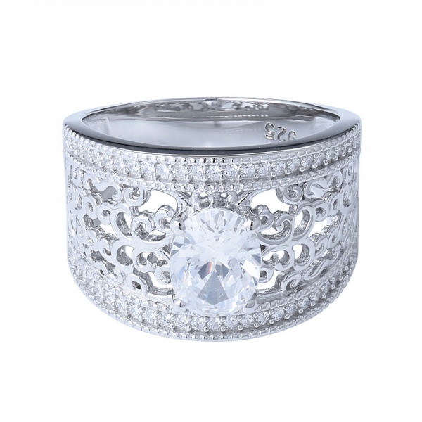 1.0ct oval cortar moissanite anéis de diamante de ouro branco anel de prata esterlina jóias 