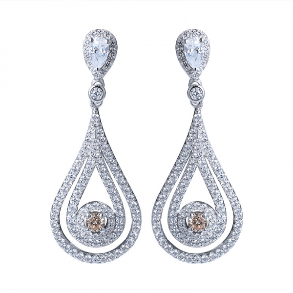 brincos de prata 925 elegantes bijoux brincos de jóia de champanhe brincos de pedra 