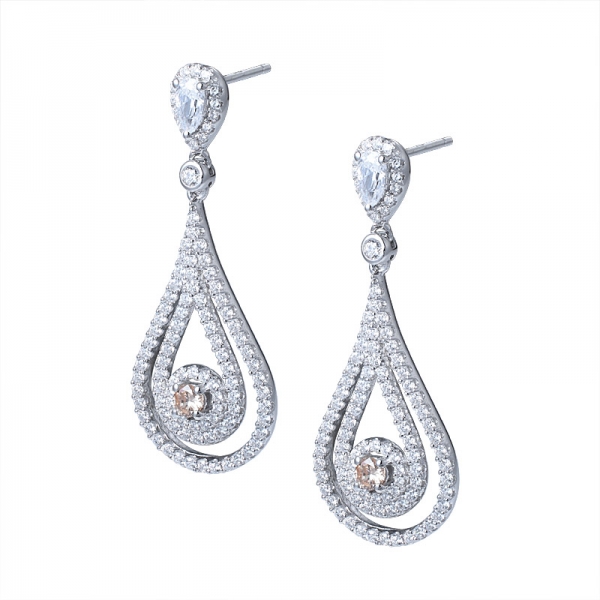 brincos de prata 925 elegantes bijoux brincos de jóia de champanhe brincos de pedra 