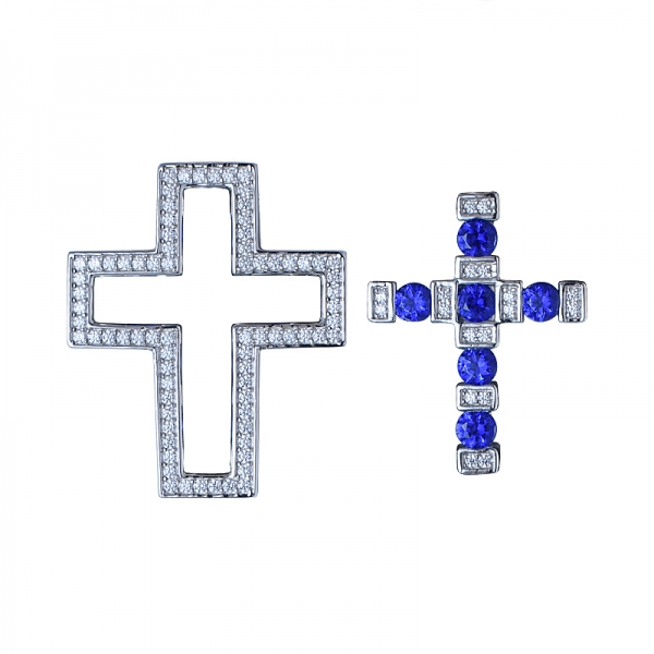 Criado azul safira gemstone prata esterlina 925 conjunto de jóias mulheres presente de noivado de casamento 