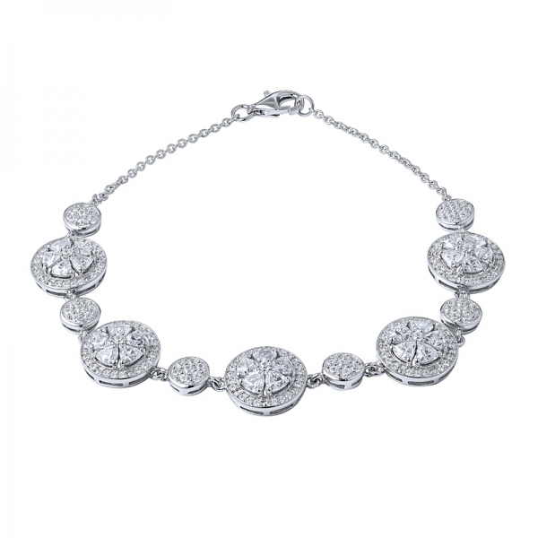 Luxo europeu aaa pulseira de zircônia cúbica 18k branco banhado a ouro diamante cristal triângulo pulseira de tênis de diamante 