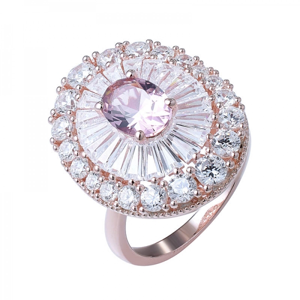 1.0ct oval corte simulado morganita colorido gemstone sotaque anel floral 