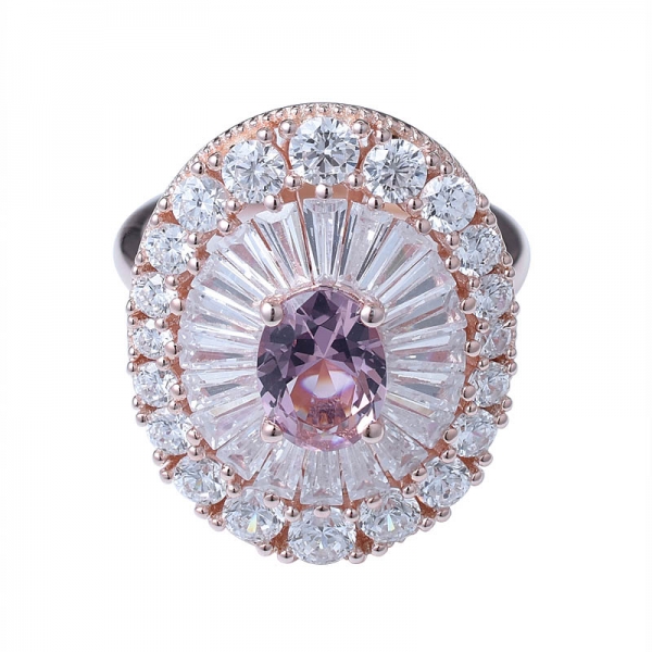 1.0ct oval corte simulado morganita colorido gemstone sotaque anel floral 