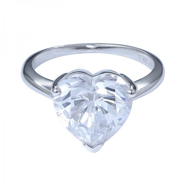 Clássico da prata esterlina da forma do coração anel de aniversário mulheres anéis 