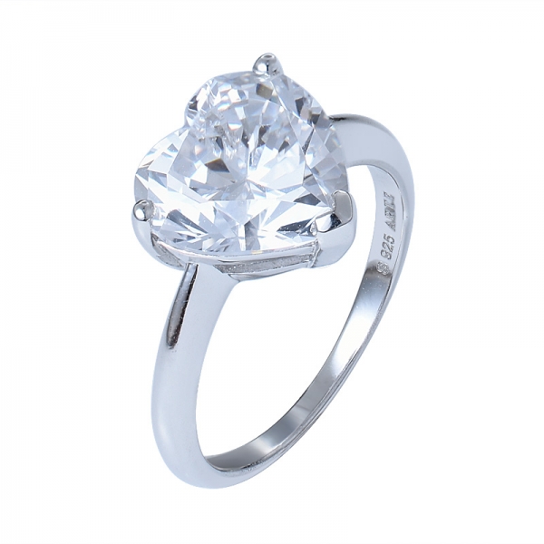 Clássico da prata esterlina da forma do coração anel de aniversário mulheres anéis 